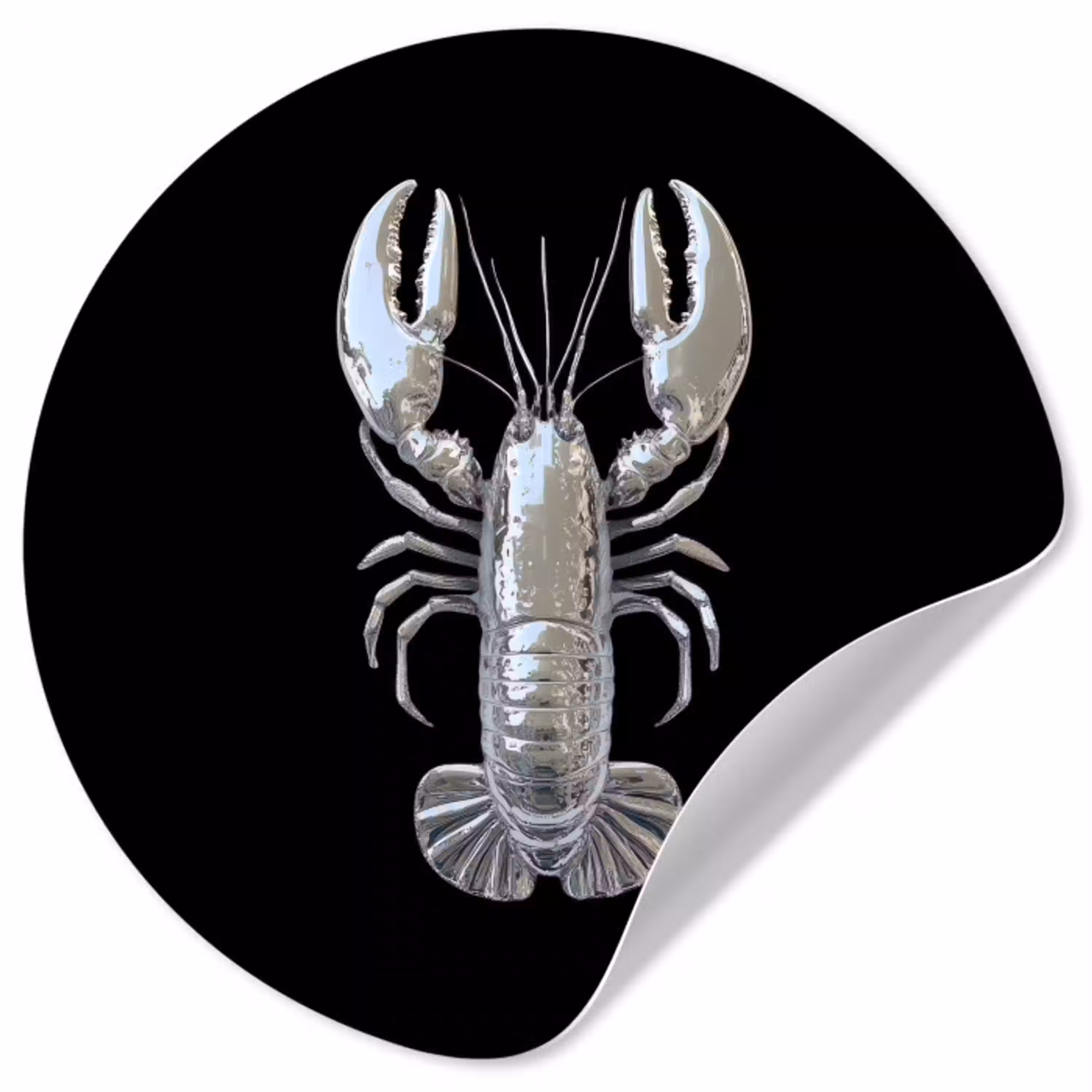 Kreeft - Zilver - Metallic - Luxe Wandcirkel behangsticker klein -3d