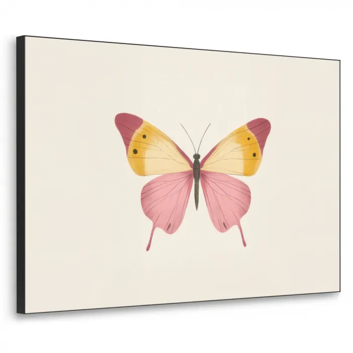 Vlinder - Illustratie - Roze Textielframe - compleet frame klein -3d