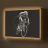 Lijntekening - Wit - Wielrennen - Snelheid Light Box met batterij (Wandlamp) middel -z3d_website