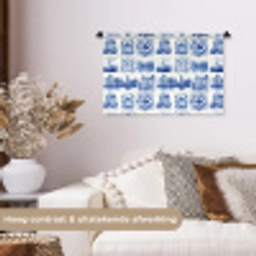 Huizen - Schepen - Blauw Wandkleed katoen klein 269 -sfeer1