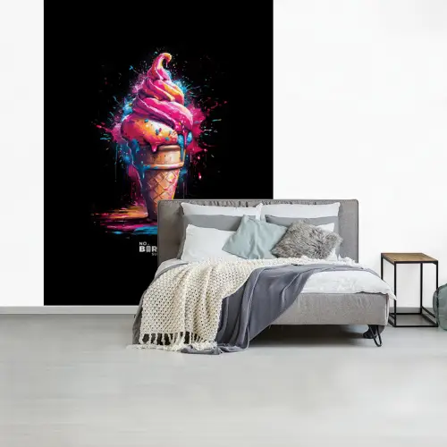 IJshoorntje met blauwe en roze verf fotobehang vinyl groot -slaapkamer