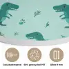 Donkergroen - Dinosaurussen - Afdrukken - Bladeren Akoestische PET Vilt - Rond klein -closeup_NL