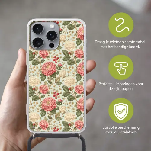 Klassiek - Botanisch - Veelkleurig Hoesje iPhone 16 Pro Max met koord klein 804 -sfeer2_NL