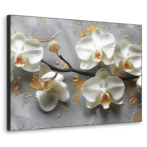Bloemen - Orchidee - Abstract - Modern Textielframe zwart klein -3d