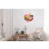 Kleurrijke bloemen - Bergen - Fantasielandschap Wandcirkel aluminium klein -woonkamer