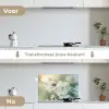 Lieveheersbeestje - Bloemen - Wit keuken achterwand spatscherm klein -voor_na_NL