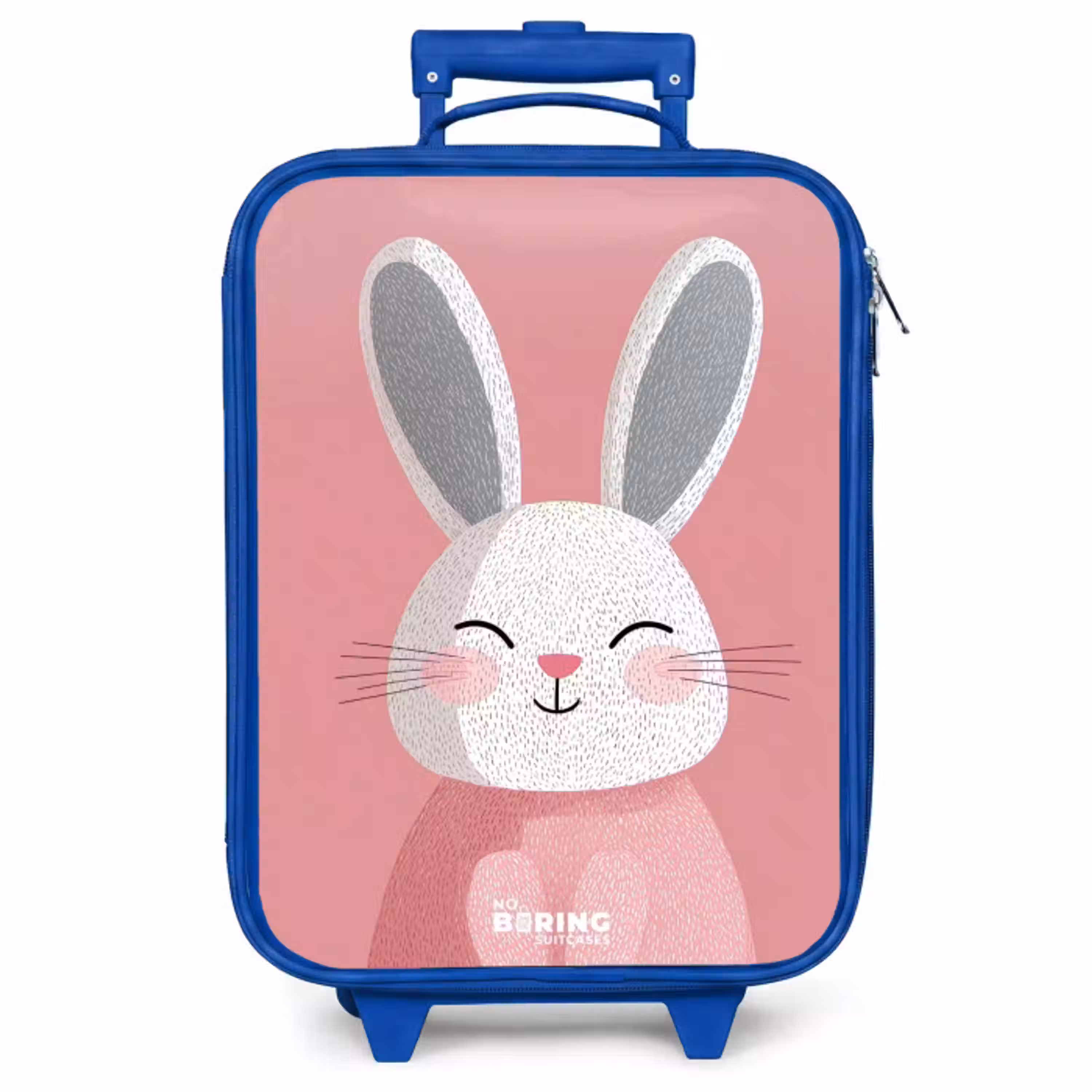 Roze - Konijn - Glimlach - Illustratie Kinderkoffer - Blauw klein -zzz_website3d