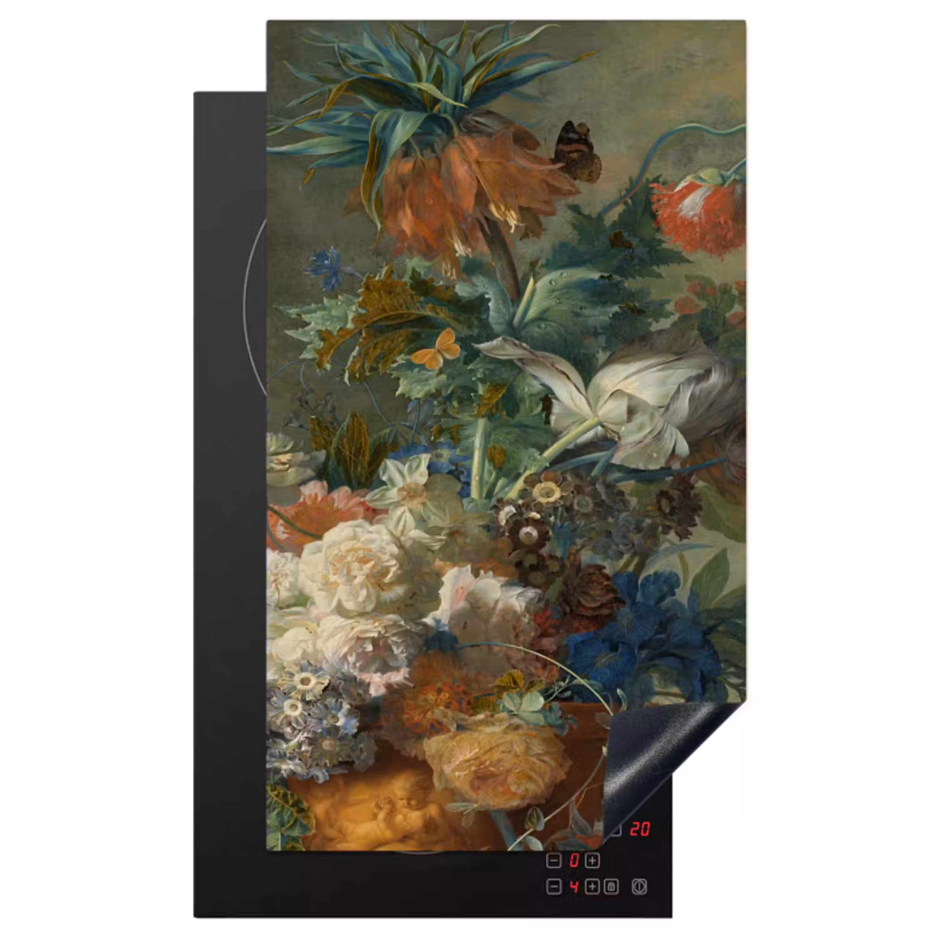 Stilleven met bloemen - Schilderij van Jan van Huysum Inductie beschermer vinyl 3mm middel -3d