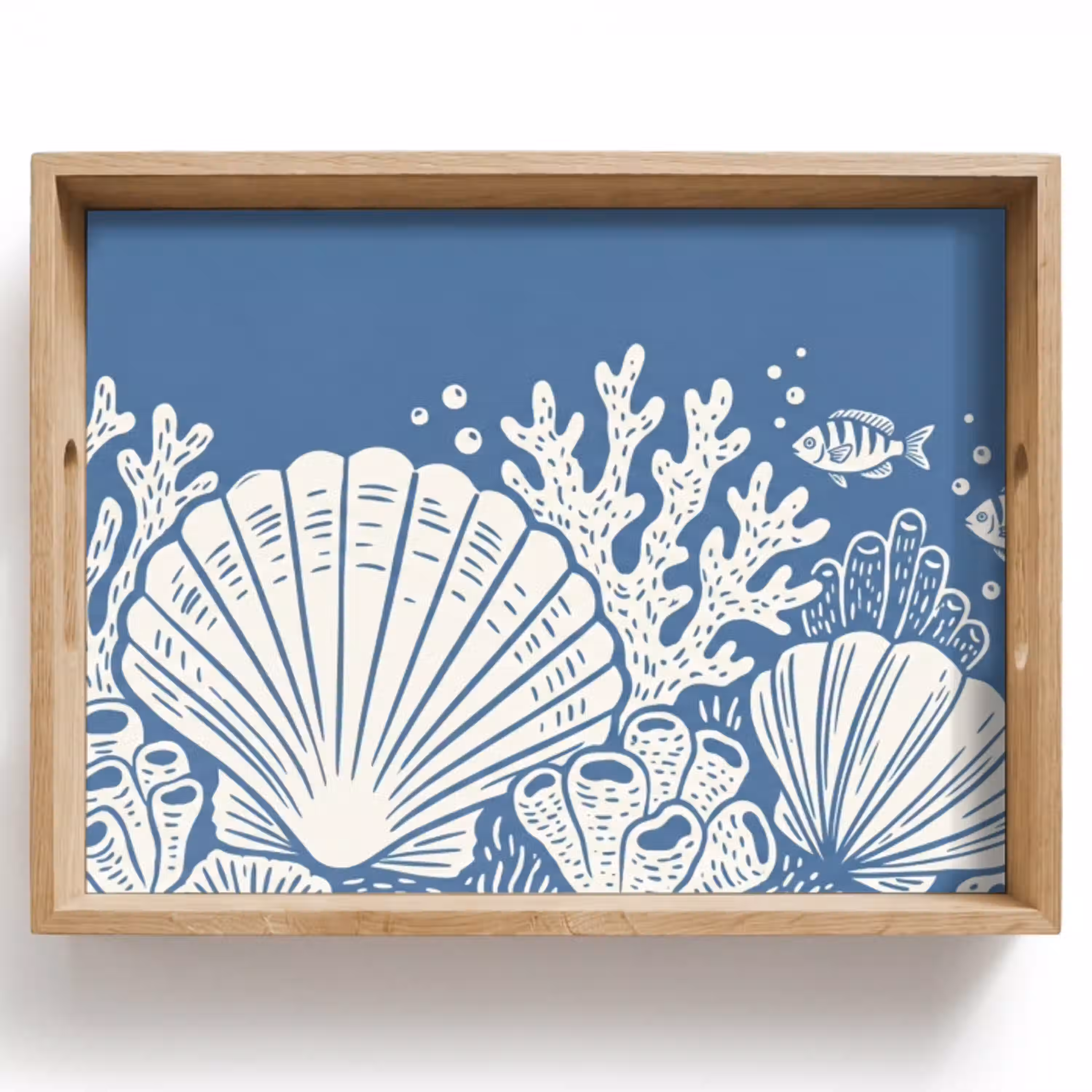 Zeeleven - Koraal - Schelp - Vis - Illustratie - Onderwater Dienblad Rechthoek middel -z3d_shopping