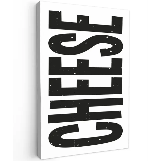 Zwart - Vintage - Cheese - Japandi Tuinposter op houten frame 2 cm dik klein -3d