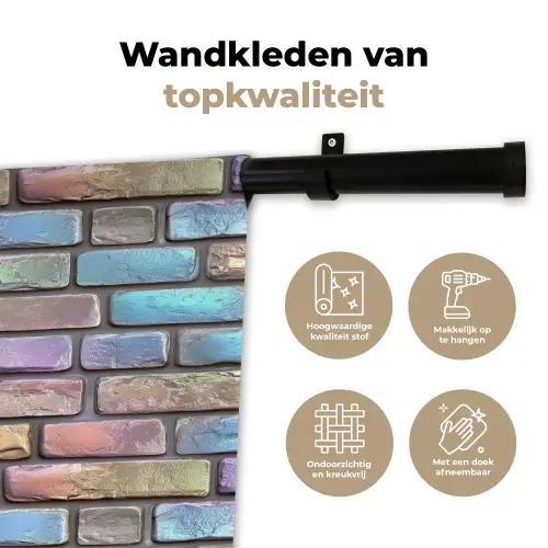Stenen - Regenboog - Metallic Wandkleed katoen klein 269 -sfeer2