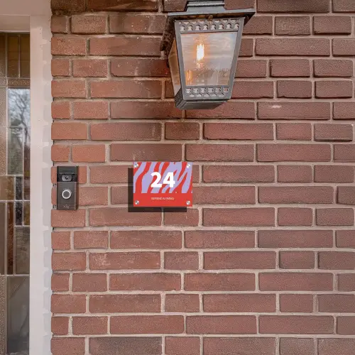 Rood paars zebra - Klassiek Naambord Rechthoek middel -sfeer7-rechthoek-S