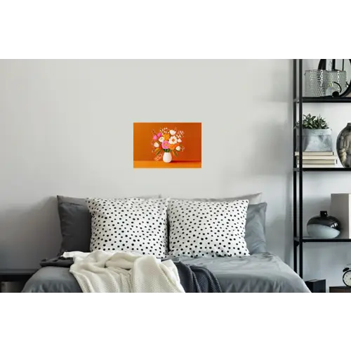 Vaas - Bloemen - Oranje Muursticker klein -slaapkamer