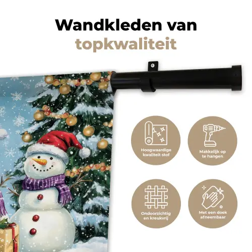Vrolijk -  Sneeuw - Kleurrijk Wandkleed katoen klein -sfeer2