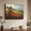 Klaprozen - Rood - Heuvels - Landschap Textielframe zwart klein -sfeer3