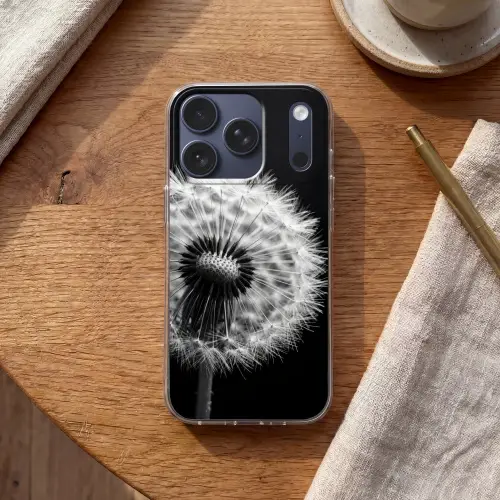 Paardenbloem - Zwart - Wit Telefoonhoesje iPhone 17 Pro klein -sfeer1