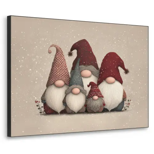 Kabouters - Kerst - Sneeuw - Puntmutsen Textielframe - compleet frame klein -3d