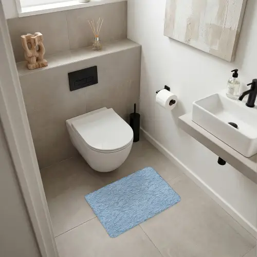 Golven - Ritmisch - Blauw WCmat klein 1009 -sfeer1