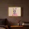 Grijs - Konijn - Blouse - Strik Light Box met batterij (Wandlamp) middel -sfeer4