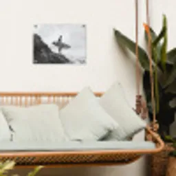 Surfer - Rots - Oceaan - Golven tuinposter los doek klein -sfeer7