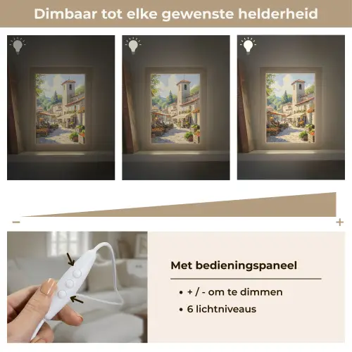Dorp - Zon - Kraampjes - Huizen Light Box met kabel (Tafellamp) klein -USP_dimbaarNL