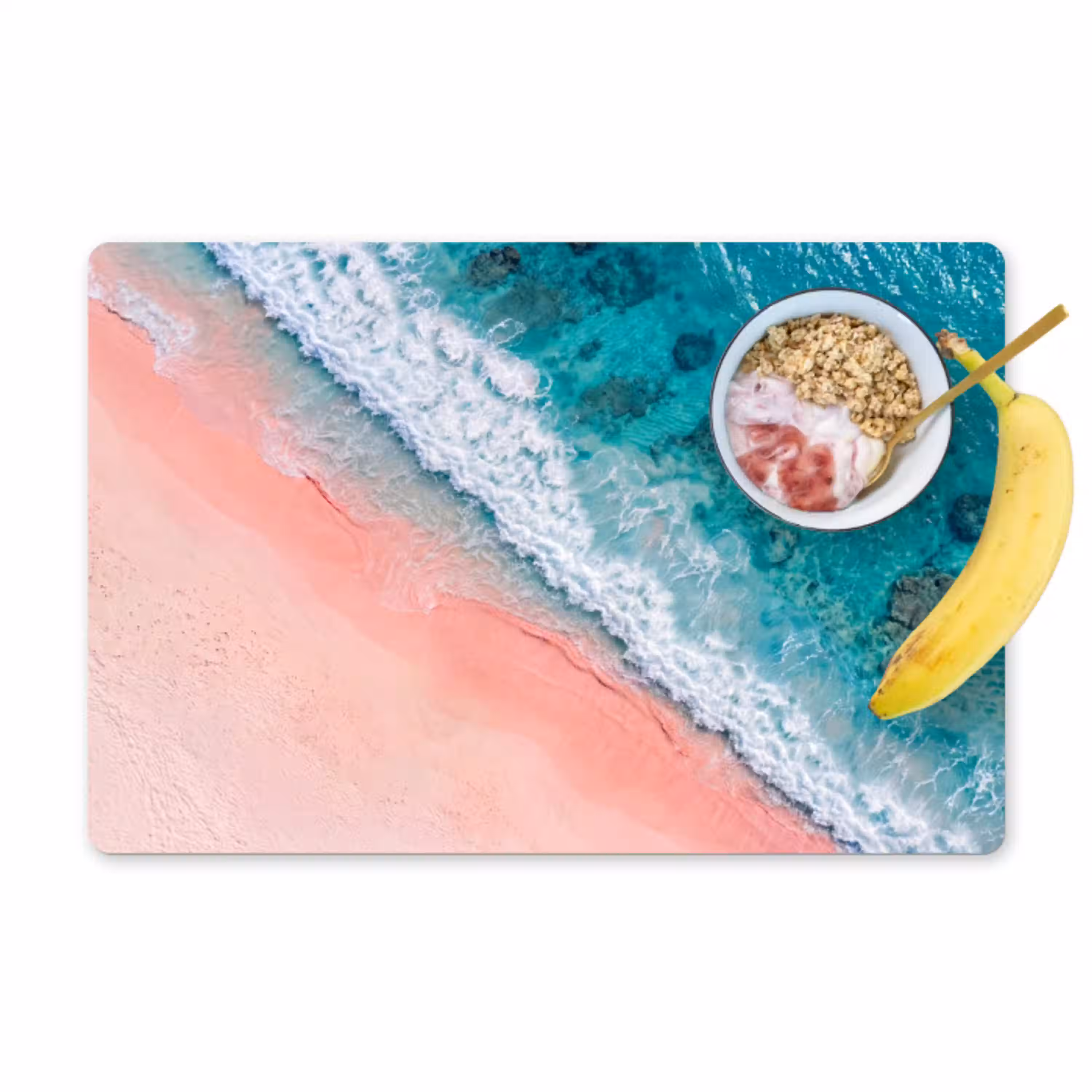 Strand - Oceaan - Golven - Roze Zand - Natuur Placemat vinyl groot -zzzproduct_Kitchenyeah-website