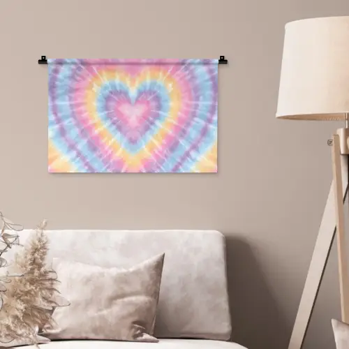 Hartvorm - Pastelkleuren - Tie Dye Wandkleed katoen klein -sfeer4