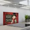 Klassiek - Kerstgroet - Sneeuwpop - Rood keuken achterwand spatscherm klein -3d_schuin