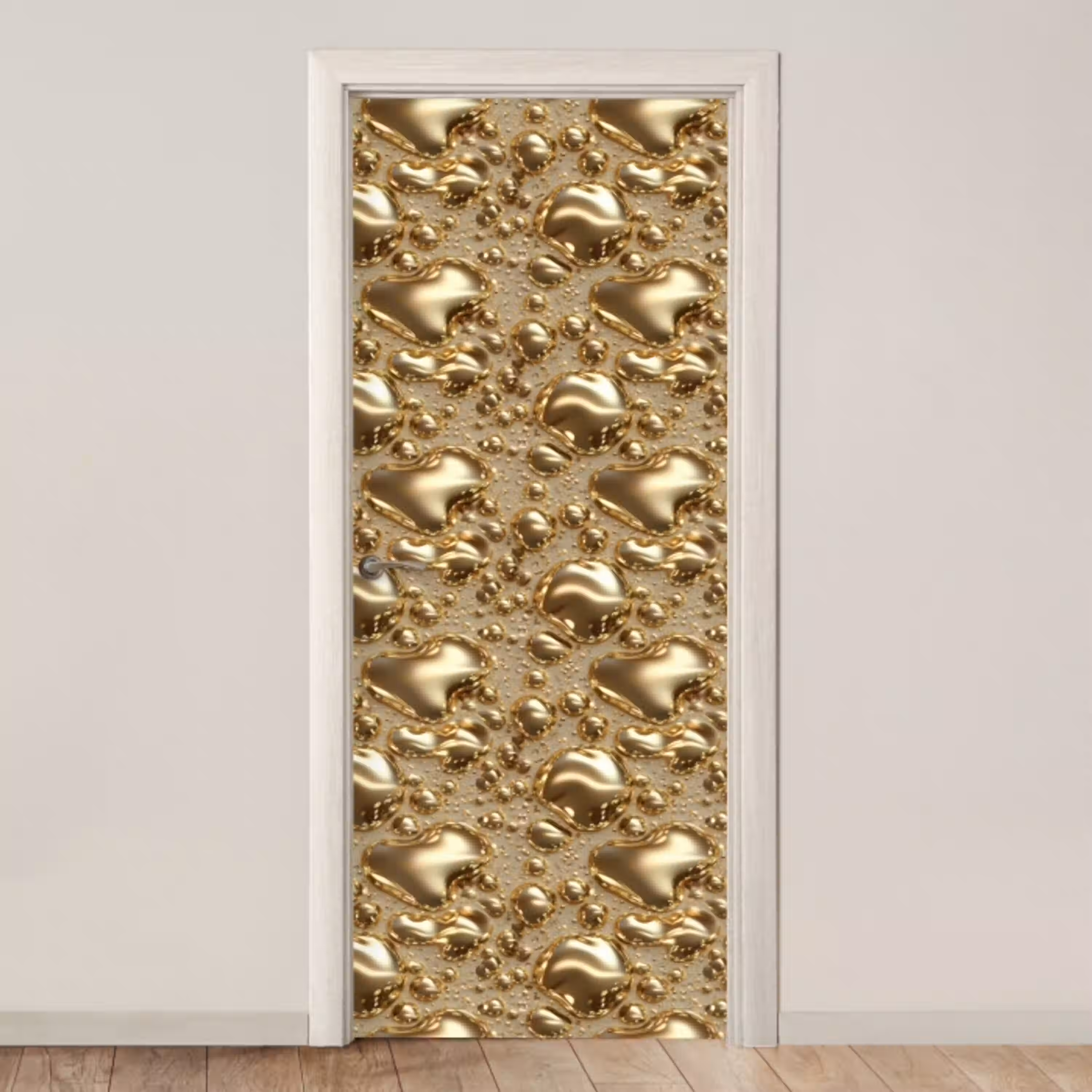 Druppels - Organisch - Goud deurposter klein 289 -3d_beige