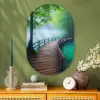 Brug - Water - Rivier - Bos Wandcirkel Ovaal Glas middel -sfeer2