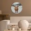 Schotse Hooglander - Landschap - Sneeuw - Bergen - Winter Akoestische PET Vilt - Rond klein -sfeer1