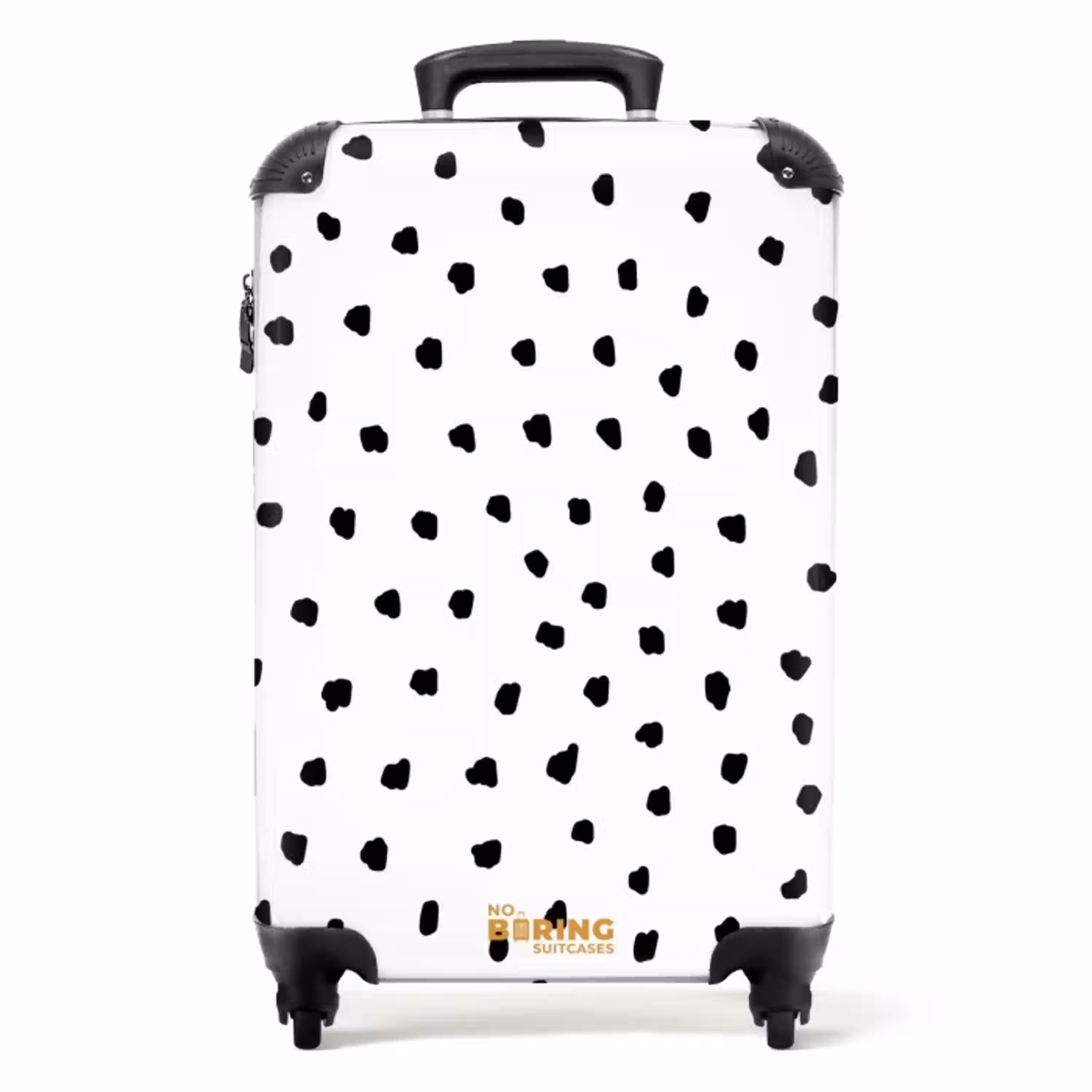 Zwarte stipjes op een witte achtergrond NBS - Handbagage koffer - Volwassenen Unisex middel -productfoto_recht