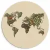 Wereldkaart - Kruiden - Kleurrijk Wandcirkel kunststof plaat 5mm dik klein -3d