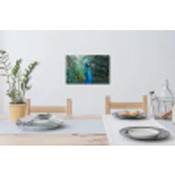 Pauw - Veren - Blauw Muursticker klein -eettafel