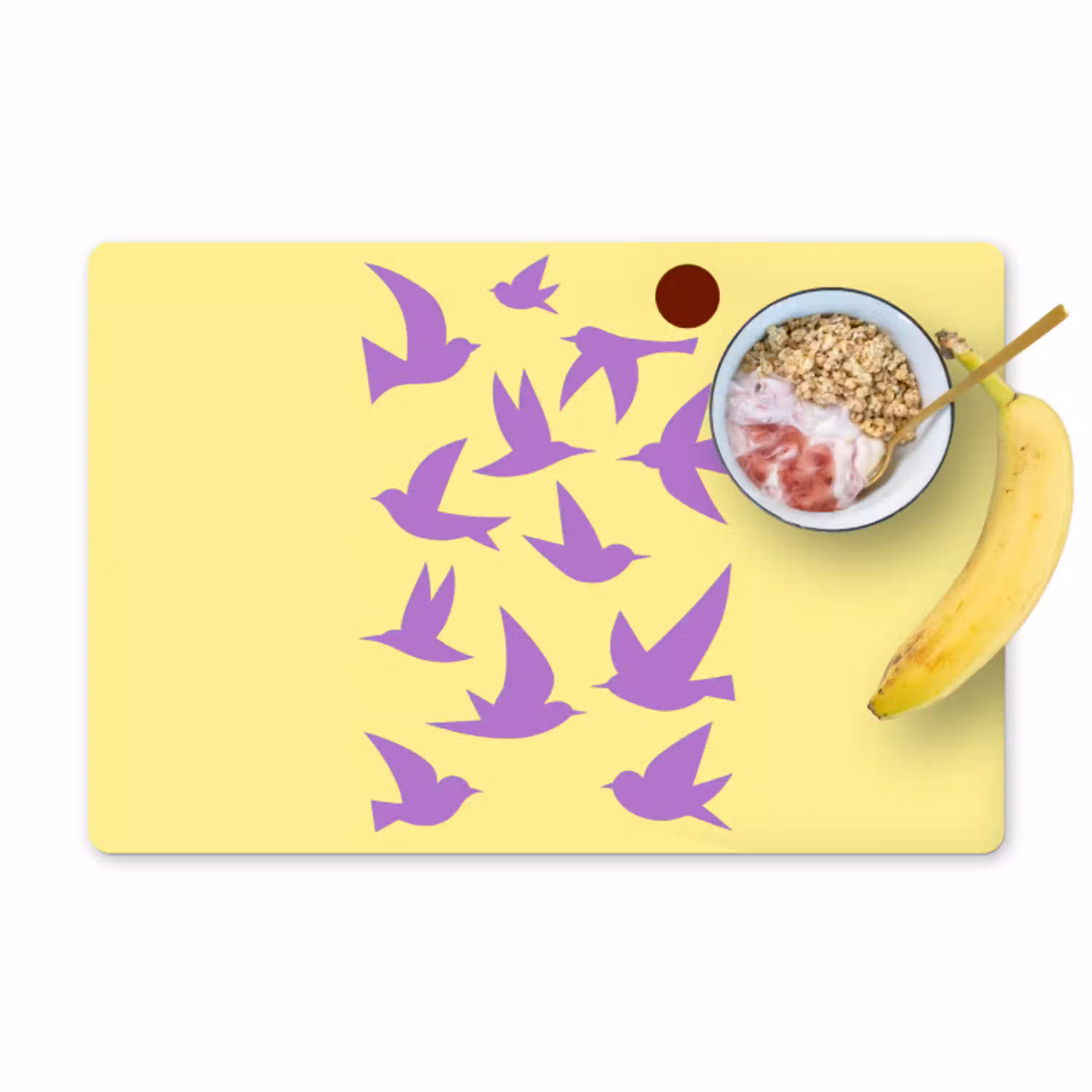 Vogels - Cirkel - Geel - Beweging Placemat vinyl groot -zzzproduct_Kitchenyeah-website