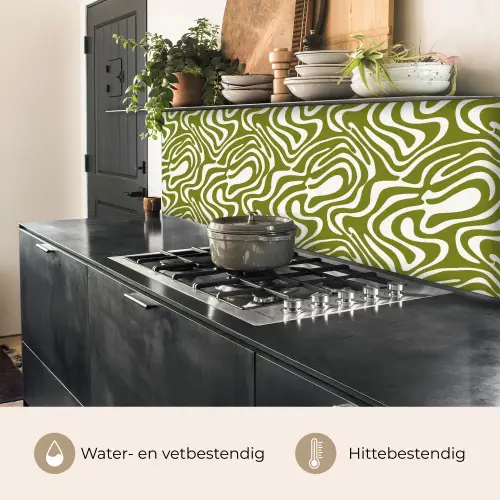 Lijnpatroon - Groen - Organisch keuken achterwand 2 middel 871 -usp_NL