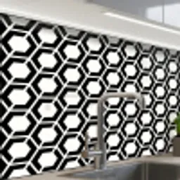 Zwart - Wit - Geometrisch - Patroon keuken achterwand 2 middel 865 -zzzz3d_schuin
