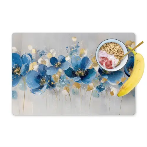 Bloemen - Blauw - Abstract Placemat vinyl groot -zzzproduct_Kitchenyeah-website