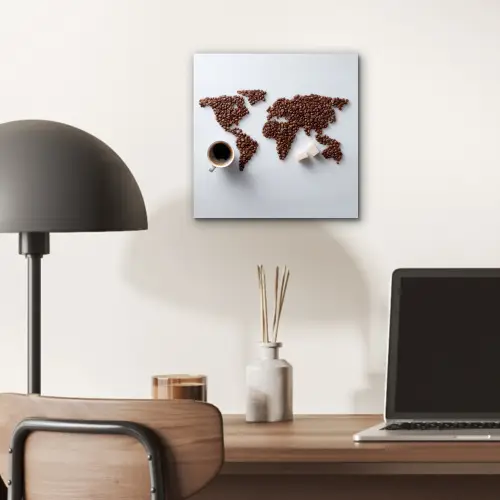 Wereldkaart - Koffiebonen - Suikerklontjes aluminium wit klein -sfeer5