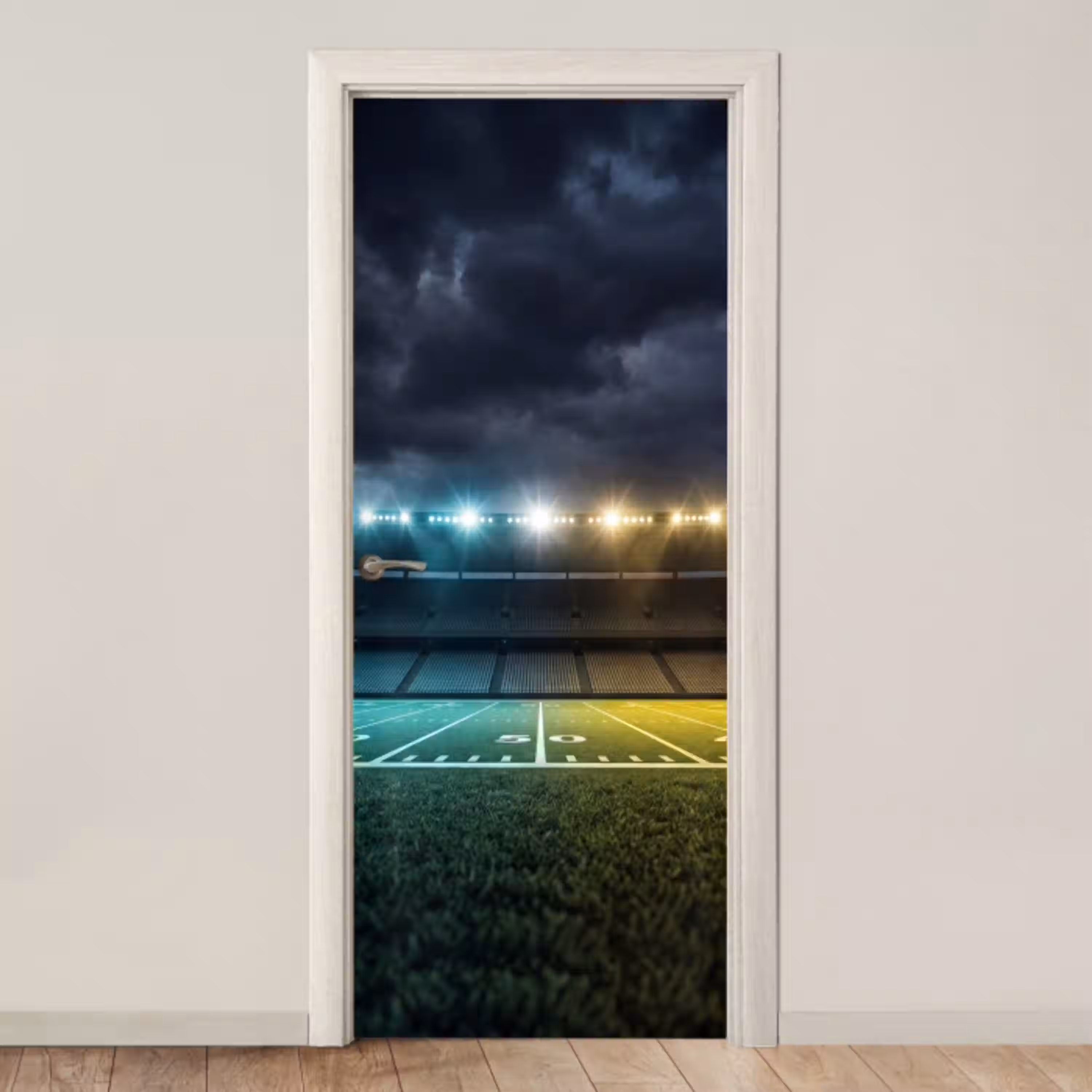 Voetbal - Stadion - Nacht - Modern deurposter klein -3d_beige