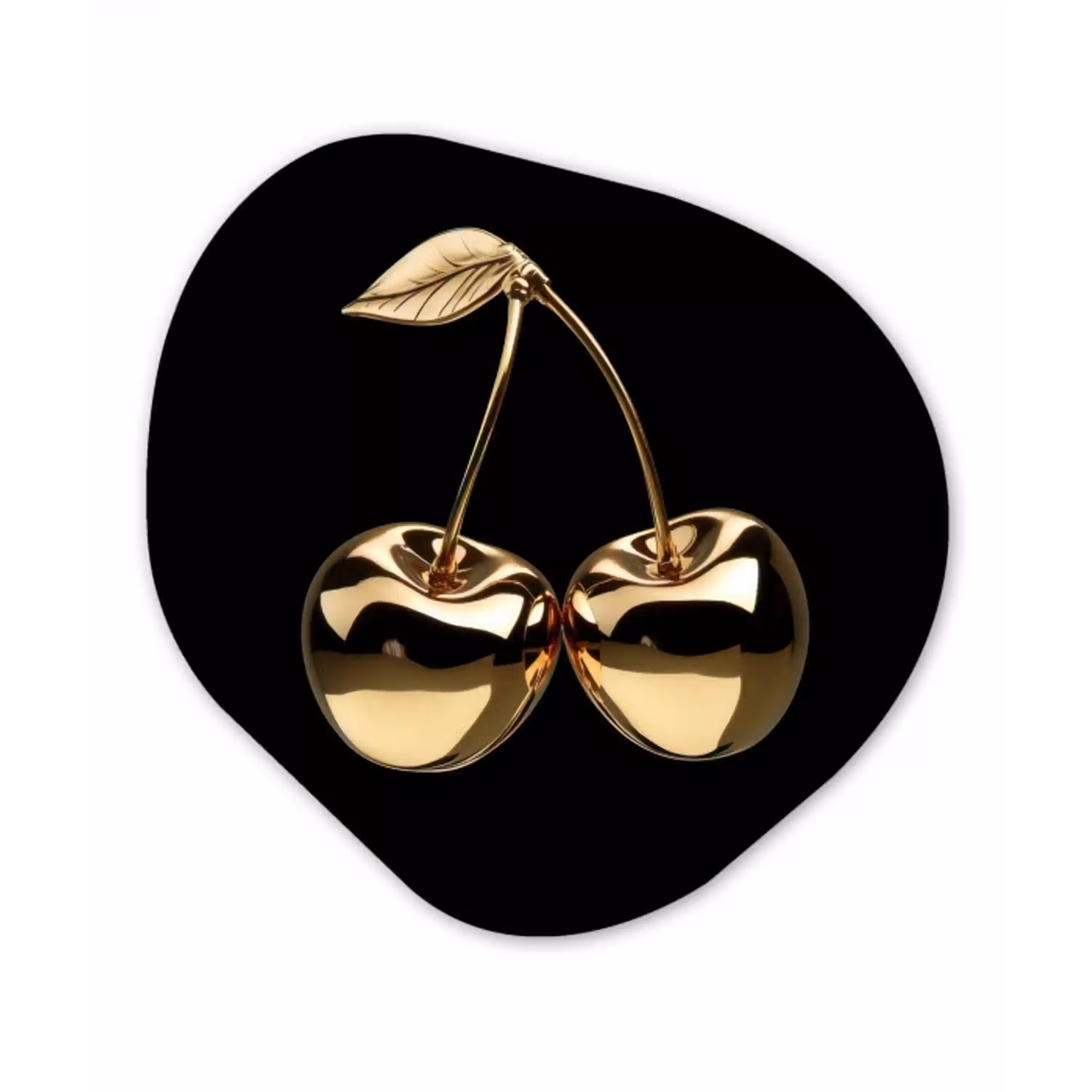 Kersen - Zwart - Goud - Chrome Wandcirkel Organisch Forex 3mm klein -3d
