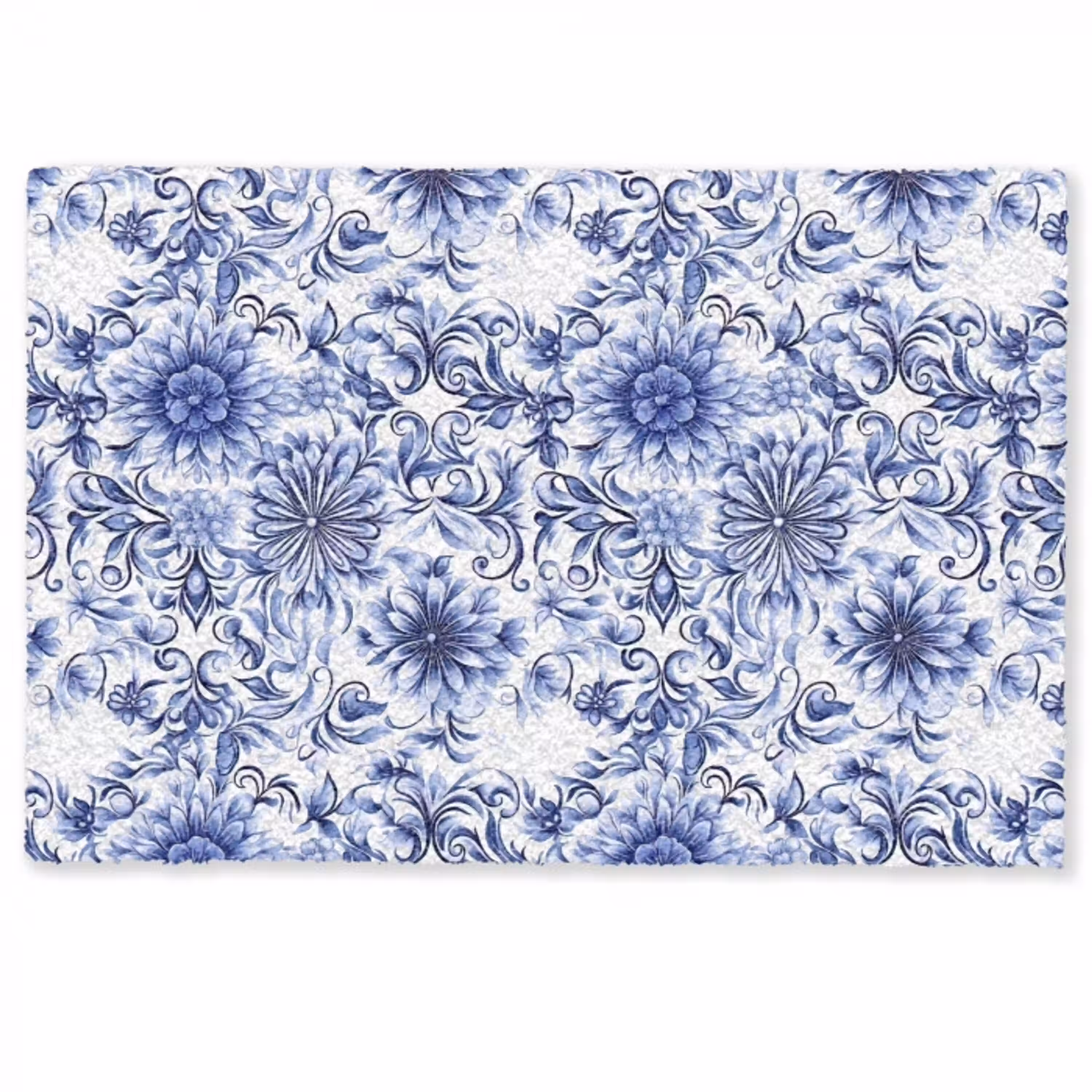 Bloemen - Blauw - Patroon - Wit Deurmat klein 898 -zkaufland3d