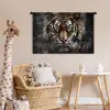 Tijger - Dieren - Portret - Luxe - Zwart Wandkleed katoen middel -wsfeer5_kind