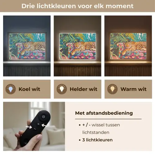 Luipaard - Kleurrijk - Tropisch Light Box met batterij (Wandlamp) middel -USP_lichtkleurNL