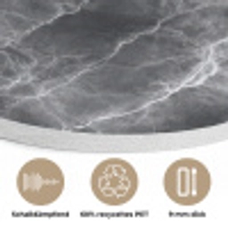 Donkergrijs - Bliksem - Marmer Akoestische PET Vilt - Rond klein 838 -closeup_DE