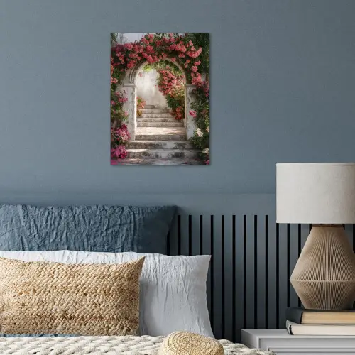 Doorkijk - Rozen - Vintage - Poort poster papier klein -sfeer2