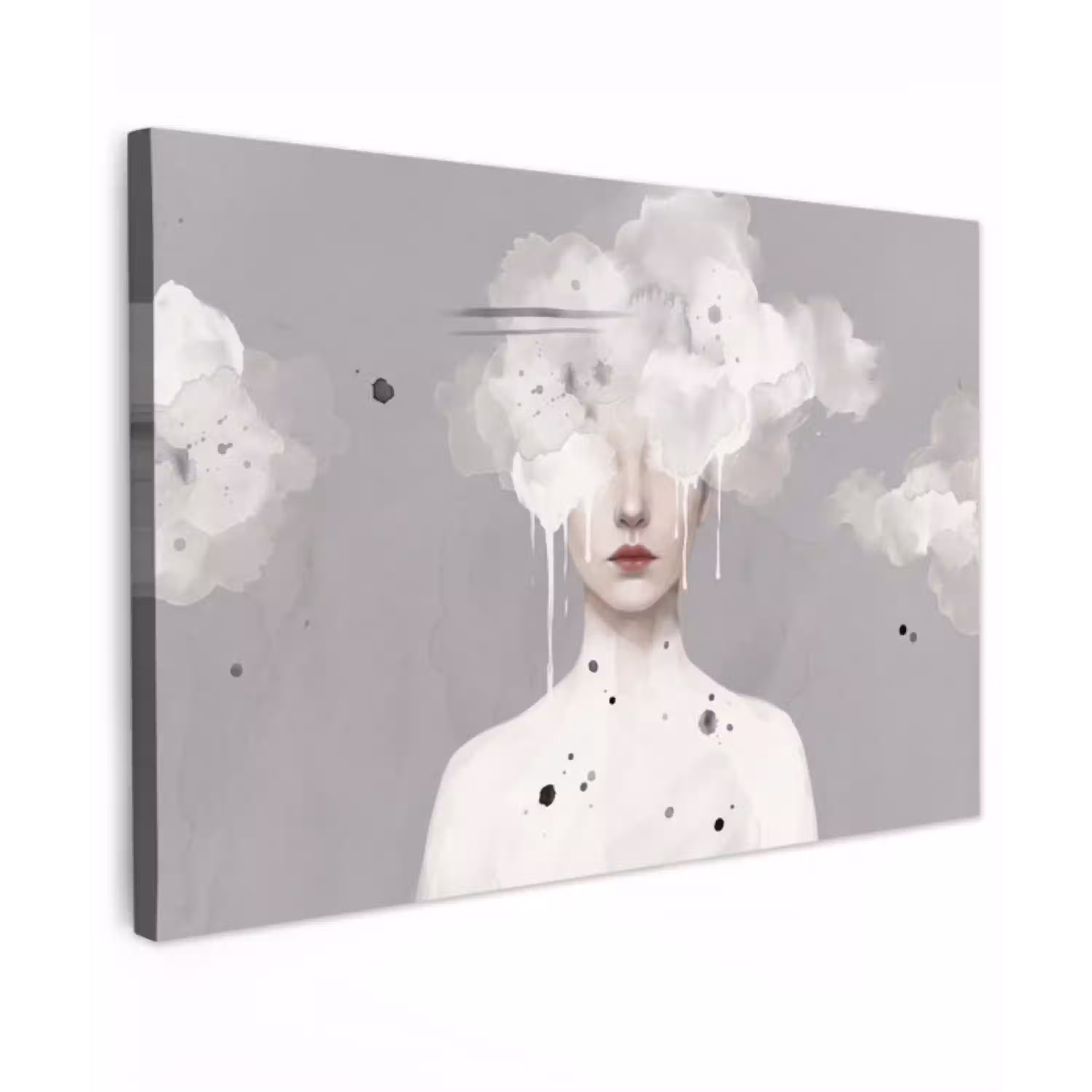 Vrouw - Wolk - Grijs Tuinposter op houten frame 2 cm dik klein -3d