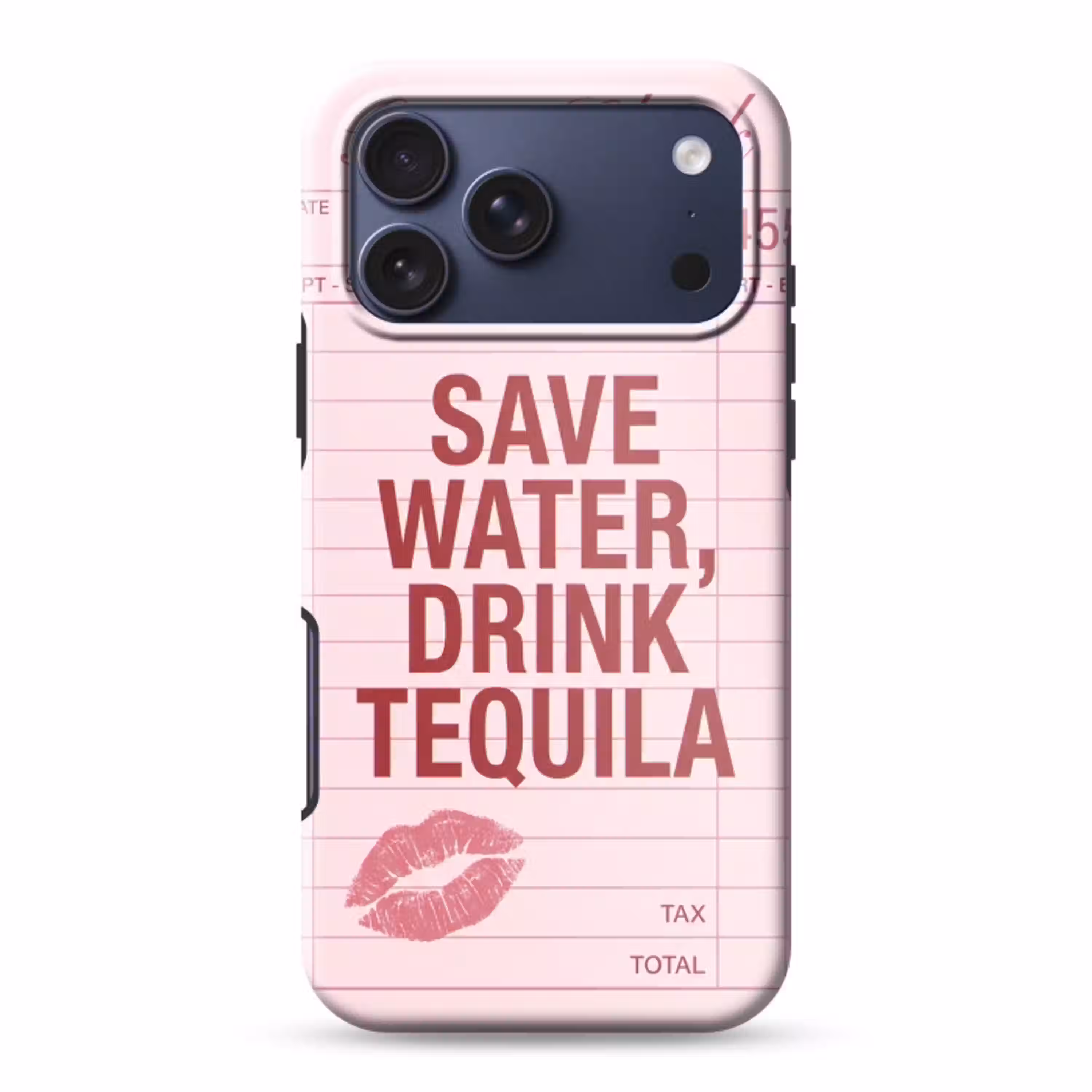 Humor - Drank - Tekst - Roze Toughcase MagSafe Apple iPhone 17 Pro Max klein -3d