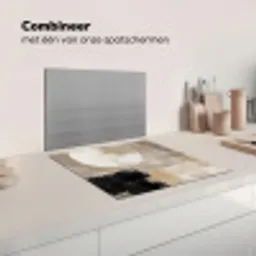 Abstract - Cirkel - Modern - Beige - Zwart - Minimalistisch Inductie beschermer vinyl 3mm middel -wsfeer7_website