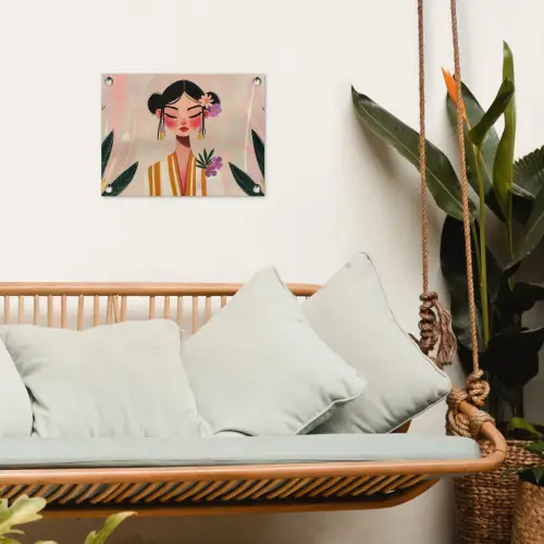 Vrouw - Bloemen - Pastel tuinposter los doek klein -sfeer7